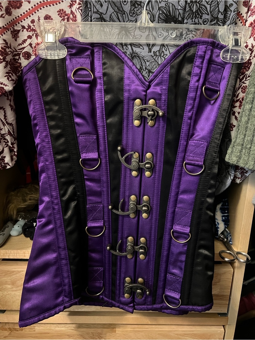 Purple and Black Satin Underbust Corset